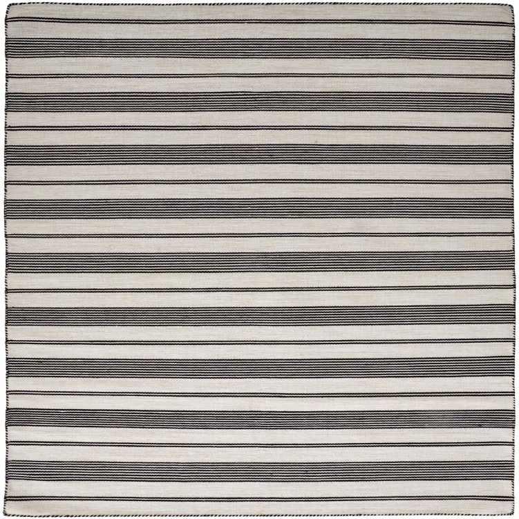 HomeRoots 511659 8 x 11 ft. Black & White Striped Dhurrie Hand Woven Stain Resistant Rectangle Area Rug