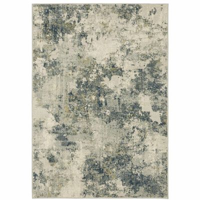 HomeRoots 508428 6 x 9 ft. Beige Teal Gray & Gold Abstract Power Loom Stain Resistant Rectangle Area Rug