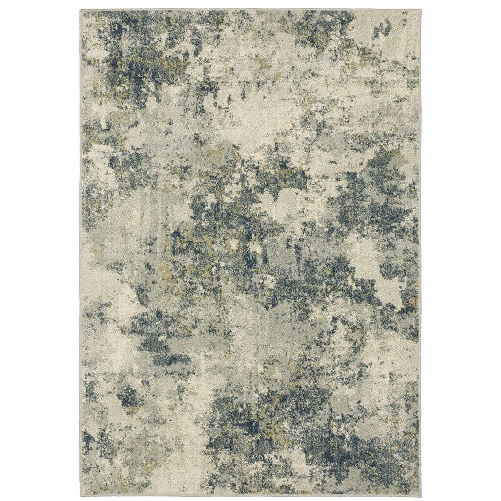 HomeRoots 508428 6 x 9 ft. Beige Teal Gray & Gold Abstract Power Loom Stain Resistant Rectangle Area Rug