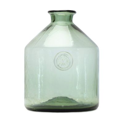 HomeRoots 516264 9 in. Green Crystal Glass Round Table Vase