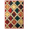 HomeRoots 487217 5 x 8 ft. Red Blue Quatrefoil Power Loom Distressed Stain Resistant Rectangle Area Rug view 1
