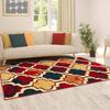 HomeRoots 487217 5 x 8 ft. Red Blue Quatrefoil Power Loom Distressed Stain Resistant Rectangle Area Rug view 2