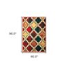 HomeRoots 487217 5 x 8 ft. Red Blue Quatrefoil Power Loom Distressed Stain Resistant Rectangle Area Rug view 3