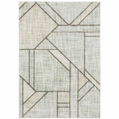HomeRoots 508490 8 x 11 ft. Gray & Ivory Geometric Power Loom Rectangle Area Rug