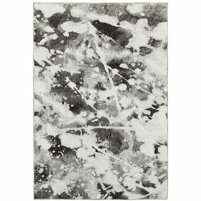 HomeRoots 510563 8 x 10 ft. Charcoal & White Abstract Power Loom Stain Resistant Rectangle Area Rug