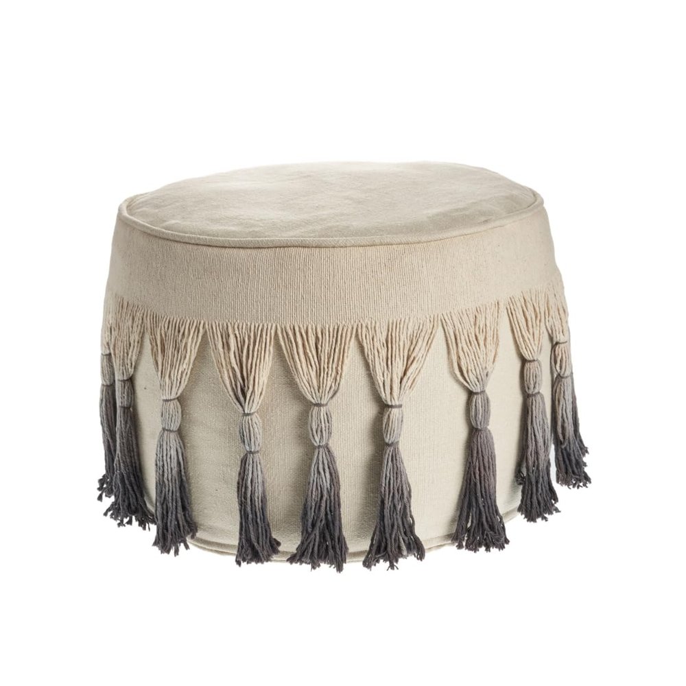HomeRoots 517862 20 in. Beige 100 Percent Cotton Ottoman