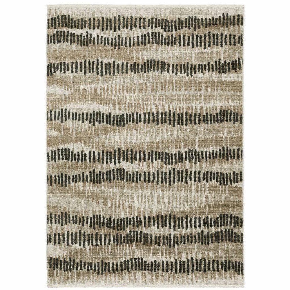 HomeRoots 510283 8 x 11 ft. Abstract Power Loom Stain Resistant Area Rug with Fringe Multi Color