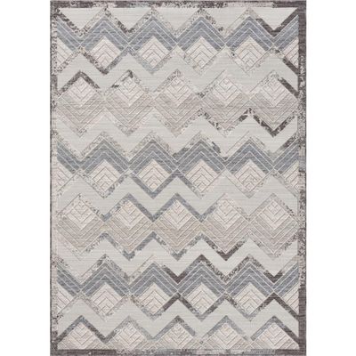HomeRoots 517482 5 x 7 ft. Blue & Ivory Chevron Indoor & Outdoor Rectangle Area Rug