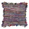 HomeRoots 516739 26 x 26 in. Weave Zippered Pillow with Fringe Blue & Red view 1