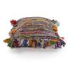 HomeRoots 516739 26 x 26 in. Weave Zippered Pillow with Fringe Blue & Red view 3