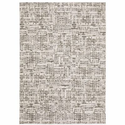 HomeRoots 509544 6 x 9 ft. Ivory Gray Charcoal Brown & Beige Abstract Power Loom Stain Resistant Rectangle Area Rug