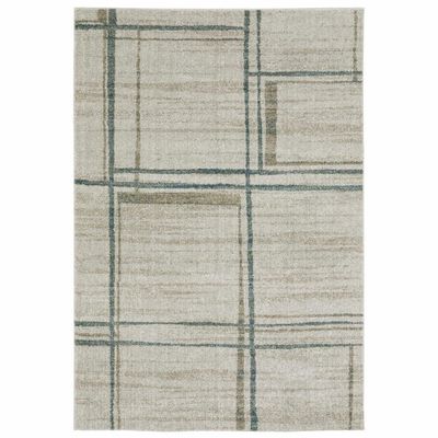 HomeRoots 508148 10 x 13 ft. Gray Teal Beige & Tan Geometric Power Loom Stain Resistant Rectangle Area Rug