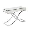 HomeRoots 402359 42 in. Mirrored Glass Cross Leg Console Table Silver view 1