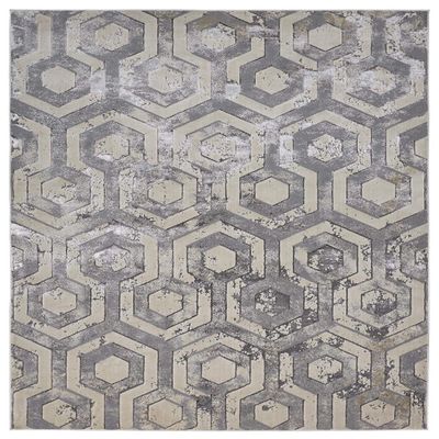 HomeRoots 511484 5 x 8 ft. Gray Taupe & Silver Abstract Stain Resistant Rectangle Area Rug