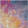 HomeRoots 522467 5 ft. Blue Abstract Power Loom Square Area Rug view 1