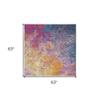 HomeRoots 522467 5 ft. Blue Abstract Power Loom Square Area Rug view 3