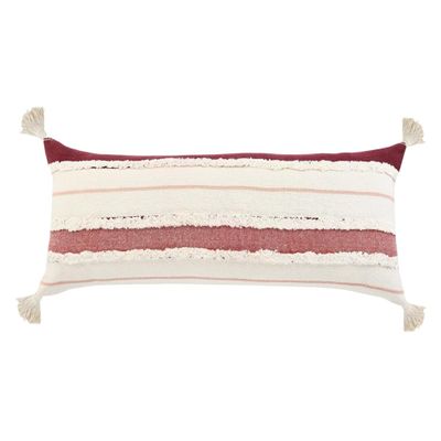 HomeRoots 517369 14 x 14 x 36 in. White Striped Zippered 100 Percent Cotton Throw Pillow - Set of 2