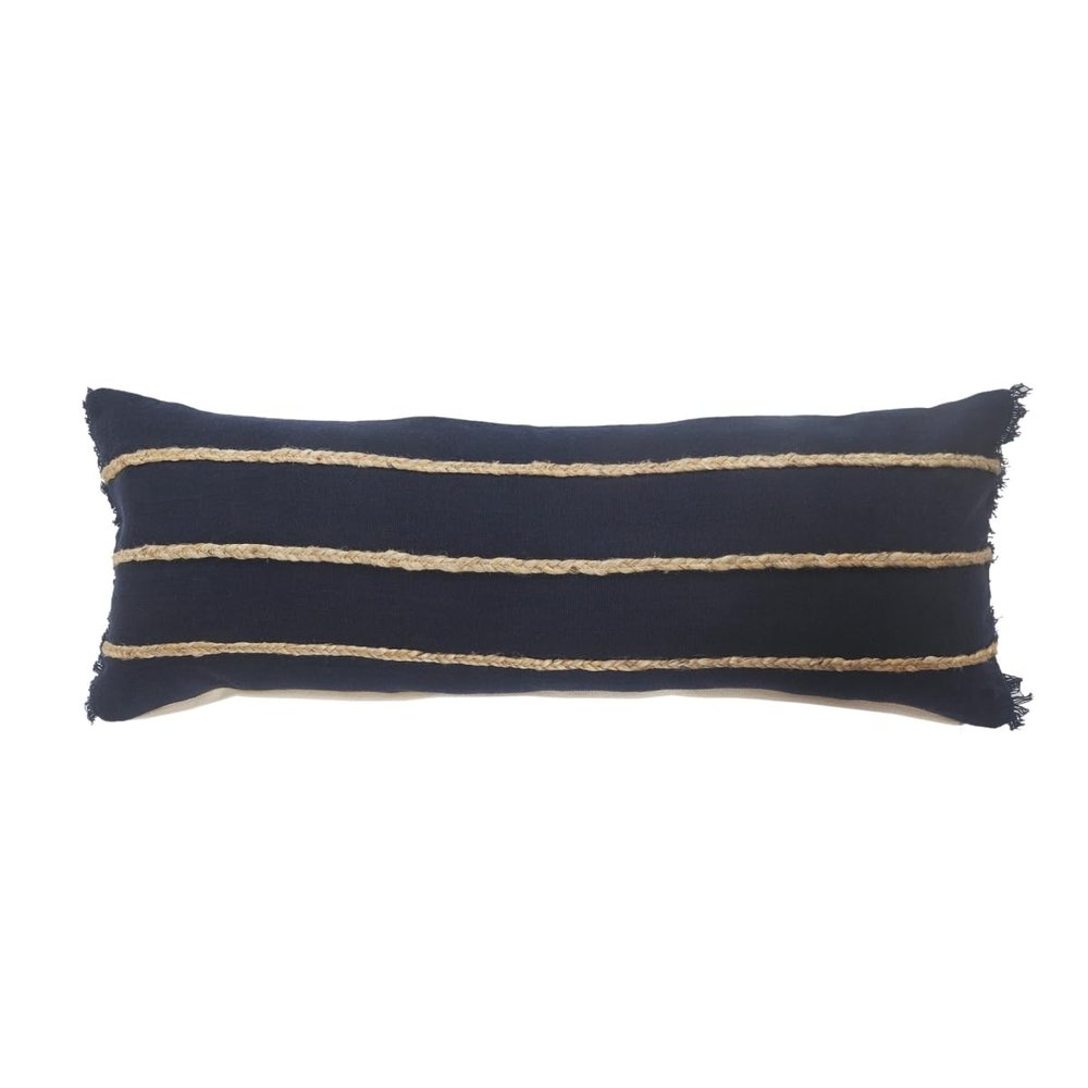 HomeRoots 517269 14 x 14 x 36 in. Blue Solid Color Zippered 100 Percent Cotton Throw Pillow - Set of 2
