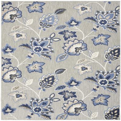HomeRoots 505614 8 x 11 ft. Blue & Gray Floral Stain Resistant Non Skid Rectangle Area Rug