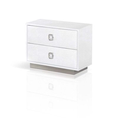 HomeRoots 491582 19 in. White Two Drawer Nightstand