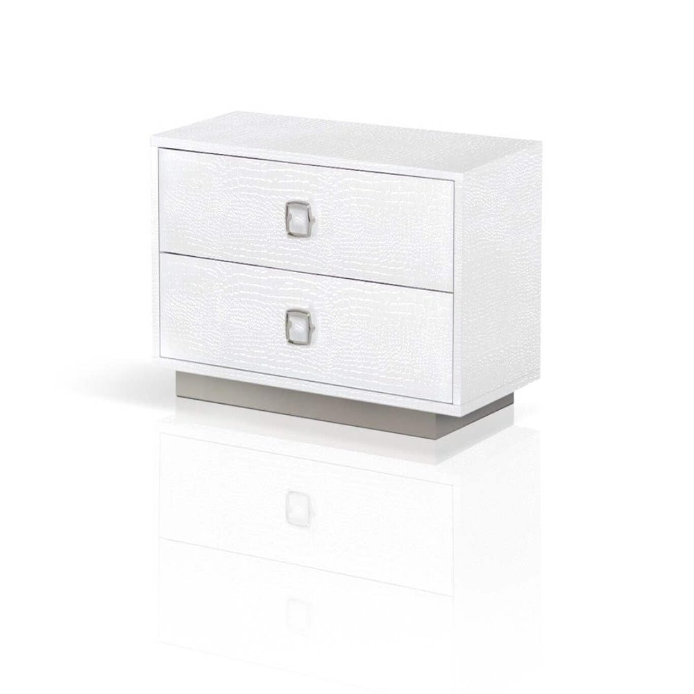 HomeRoots 491582 19 in. White Two Drawer Nightstand