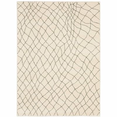 HomeRoots 508676 8 x 10 ft. Ivory & Gray Geometric Power Loom Stain Resistant Rectangle Area Rug