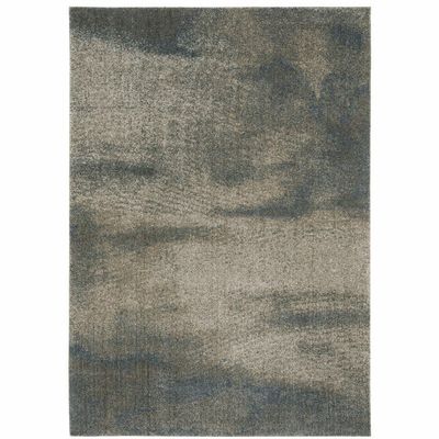 HomeRoots 508124 10 x 13 ft. Gray & Teal Blue Abstract Power Loom Stain Resistant Rectangle Area Rug, Rectangular