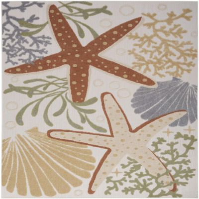 HomeRoots 527628 4 x 6 ft. Starfish Power Loom Area Rug Blue & Orange