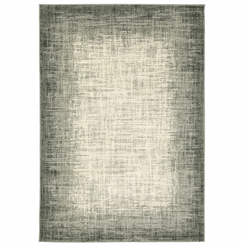HomeRoots 509718 10 x 13 ft. Gray Beige & Blue Power Loom Stain Resistant Rectangle Area Rug