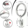 Silver Curtain Rings with Clips 1.5" Inch Set of 40 Heavy Duty Curtain Hooks for Drapes, Caps, Pictures - fits on Rod Diameter Upto 1.25Inch/32mm (Silver, 1.5" Inch - 40 Pack) view 2