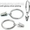 Silver Curtain Rings with Clips 1.5" Inch Set of 40 Heavy Duty Curtain Hooks for Drapes, Caps, Pictures - fits on Rod Diameter Upto 1.25Inch/32mm (Silver, 1.5" Inch - 40 Pack) view 4