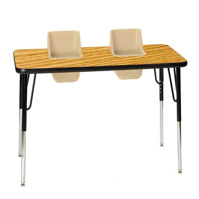 Toddler Tables 2-Seat Feeding Table, Oak Top, Sand Seats