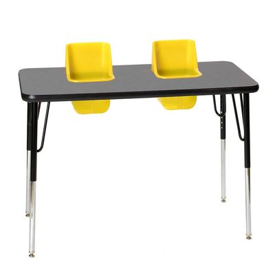 Toddler Tables 2-Seat Feeding Table, Gray Glace Top, Yellow Seats