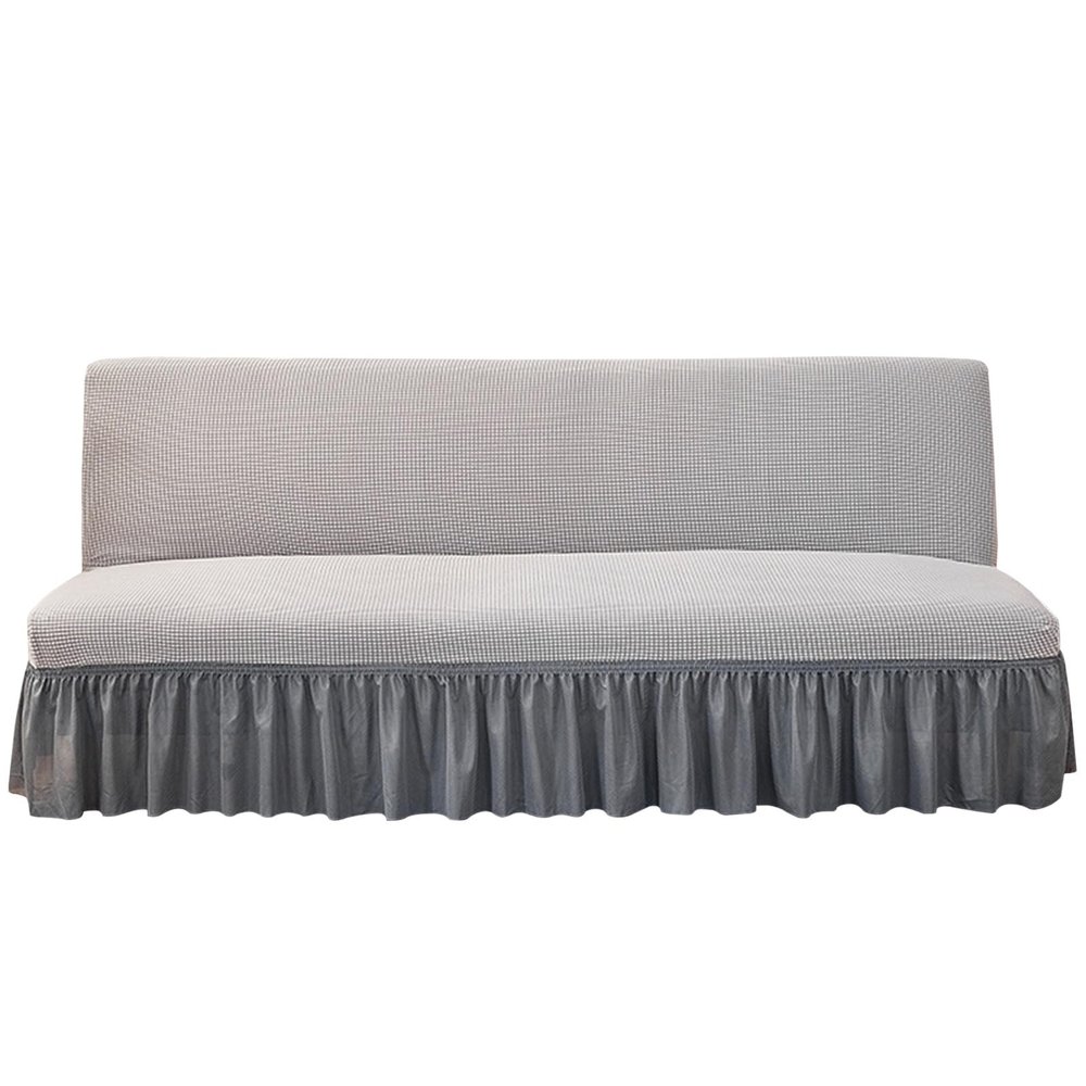 Aliuciku Futon Sofa Bed Cover Armless Sofa Seat Covers Armless Sofa Bed Slipcover for 2-3 Seater Folding Sofa Bed (Color : LightGrey, Size : Large)