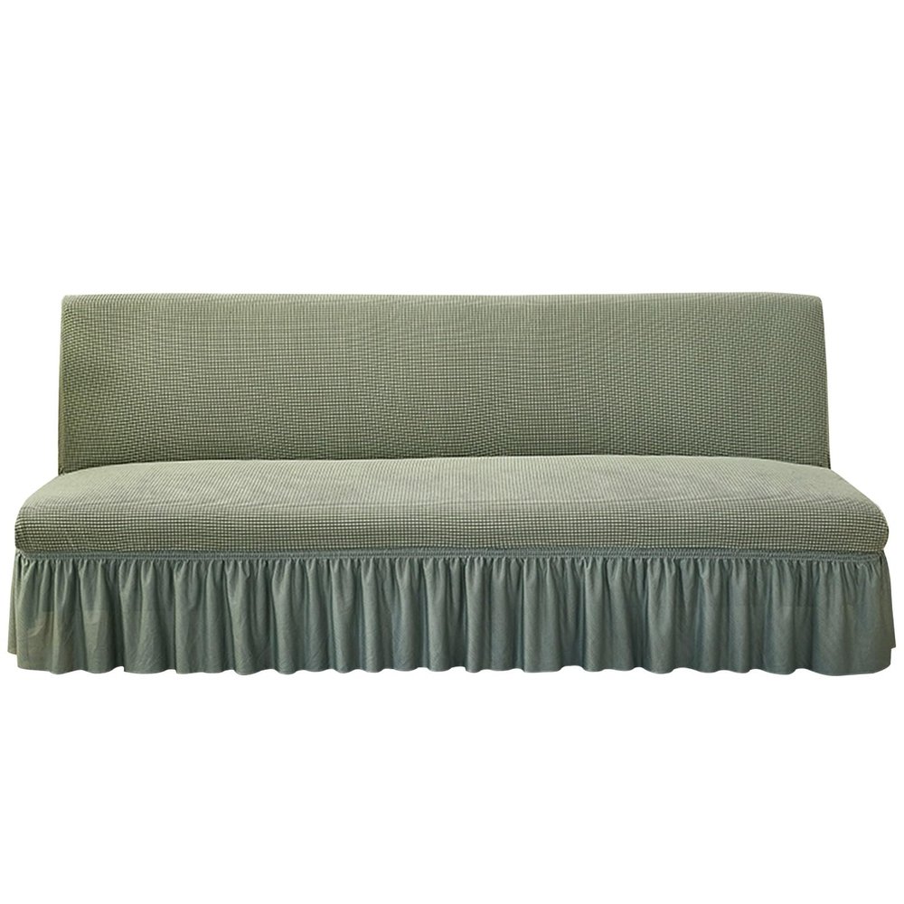 Aliuciku Futon Sofa Bed Cover Armless Sofa Seat Covers Armless Sofa Bed Slipcover for 2-3 Seater Folding Sofa Bed (Color : Green, Size : Large)