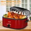20 Quart Roaster OvenElectric Turkey Roaster Oven with Defrost & Warm Function, Adjustable Temperature, Removable Pan & Rack, Stainless Steel, Red view 2