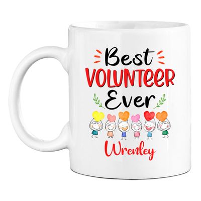 Best Volunteer Ever Ceramic Coffee Mug Gifts for Birthday Christmas, Personalized Volunteer White Coffee Cup 11 Oz 15 Oz, Best Volunteer Travel Mug, Custom Name Volunteering Appreciation Mugs Cups