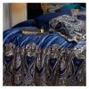 UOIO Elegant Green Silky Satin Egyptian Cotton Duvet Cover Set Italy Luxury Chic Lace Bedding Set Cotton with Bed Sheet Pillowcases,Cotton Duvet, zq-11042 view 3