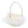 MERRYHAPY Flower Girl Wedding Basket Satin Pink Lace Embellished Wedding Flower Supplies view 1