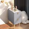 Simple Nightstand Nightstand Pine Leather End Tables Extra Narrow Bedside Table Bedroom Bedside Cabinet 2 Drawers and 4 Metal Legs Side Table Space Saving view 1