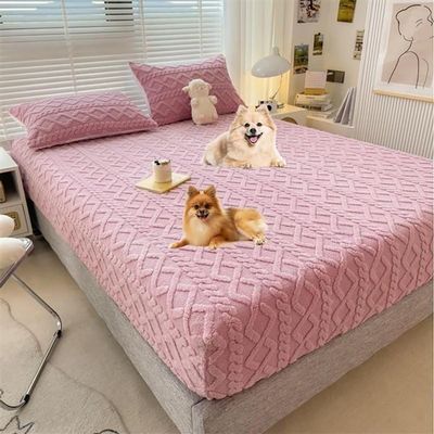 JHKZUHOJ Lyvara Luxury Mattress Cover, Lyvara Magic Mattress Cover, Floral Velvet Mattress Protector Breathable Mattress Cover (Color : Pink, Size : 90 * 200cm (35 * 79in))
