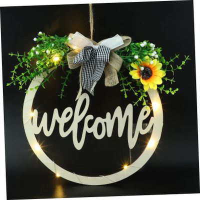 STOBAZA Artificial Plant Wreath Kitchen Wall Flower Wreath Cotton Tassel Decor Light Weight Easy to Hang
