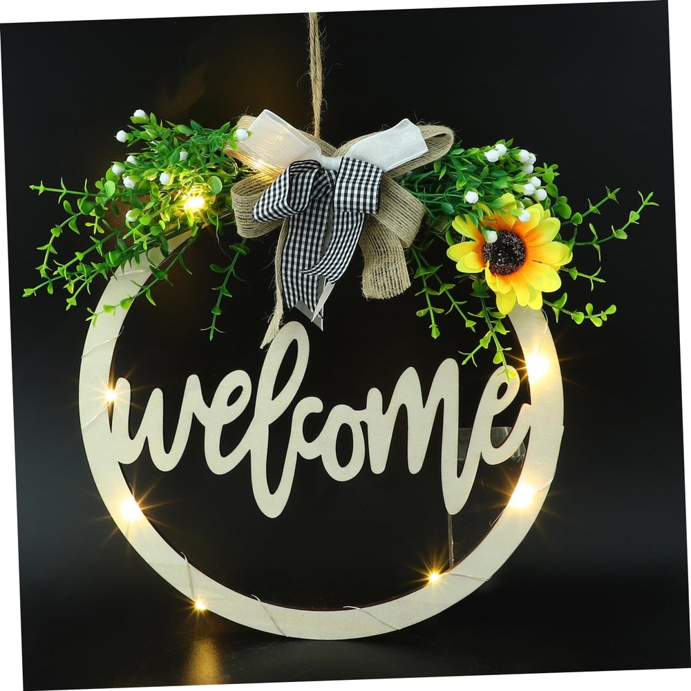 STOBAZA Artificial Plant Wreath Kitchen Wall Flower Wreath Cotton Tassel Decor Light Weight Easy to Hang