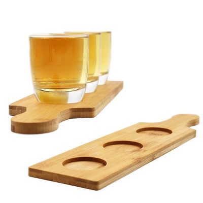 GeRRiT 2.7 Inches Dia Base Beer Tasting Flight Set Wine Glasses Flight Boards Jars Serving Paddles (Square, 4) Square 3 Slots, 3.5W x 15.5L