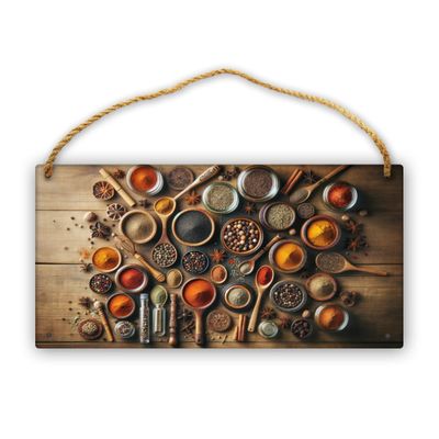 Artisanal Spice Collection hanging wooden sign poster plaque,Gourmets Seasonings Herbs Display wooden signs decor,Culinary Wall Art for bar,cafes,Kitchen and restaurant sign hang plate decor 6x12inch