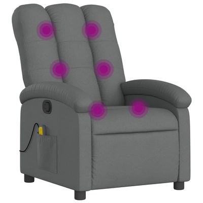 vidaXL Adjustable Dark Gray Fabric Massage Recliner - Comfort Manual Reclining Armchair with Vibration Massage, Side Pocket & Sturdy Frame