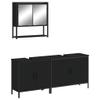 vidaXL 3-Piece Bathroom Furniture Set - Engineered Wood - Includes Black Wall-Mounted Mirror Cabinet and 2 Sink Cabinets, Ample Storage, Modern Design view 1
