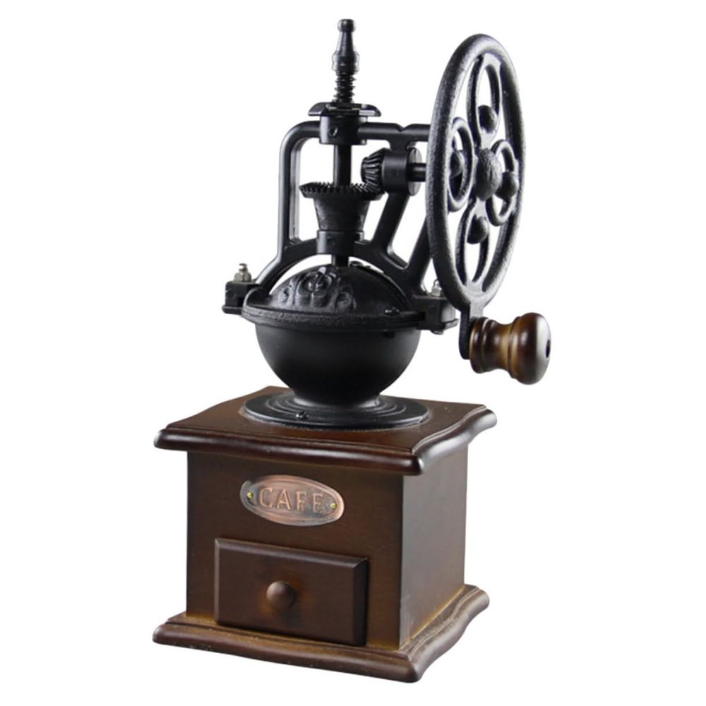 Zerodeko Vintage Manual Coffee Burr Compact Hand Crank Bean Mill for Home Travel and Office Use Stylish Coffee Bean Grinding