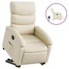vidaXL Electric Recliner/Lift Chair in Cream Faux Leather - Motorized Armchair with Power Lift/Recline, Side Pocket, Stable Frame for Elderly view 3