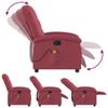 vidaXL Massage Recliner Chair - Wine Red Fabric Adjustable Armchair, 6-Point Vibrating Massage, Side Pocket, Manual Recline up to 135 for Living Room or Lounge view 4